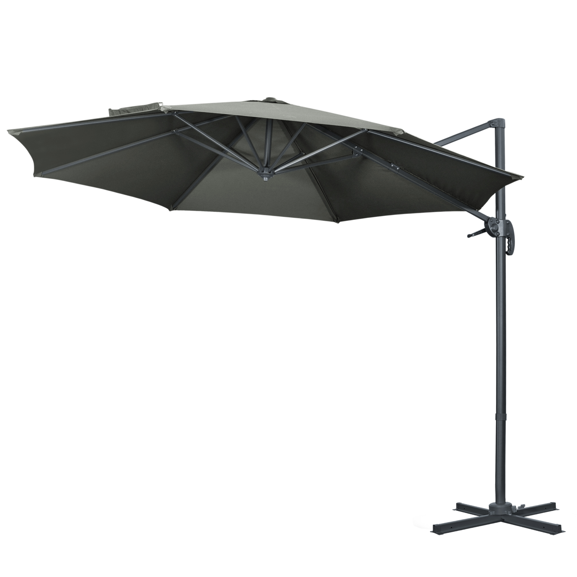 Outsunny Ampelschirm Sonnenschirm Gartenschirm , inkl. Kreuzfuß, wetterbeständig, 294 cm x 248 cm, Grau