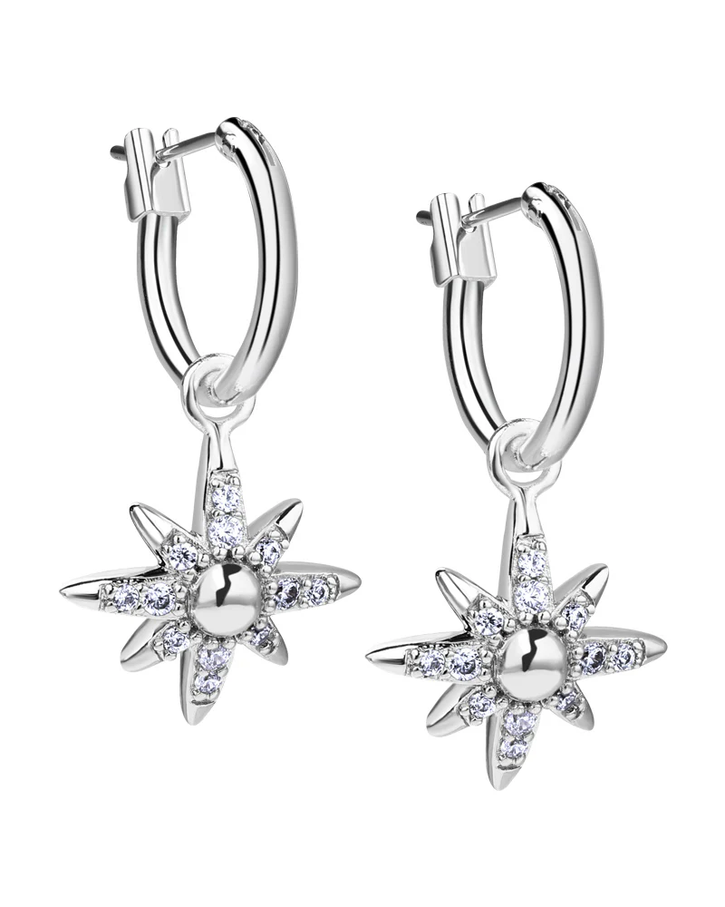 Newbridge Silverware Silver Star Earrings with Clear Stones