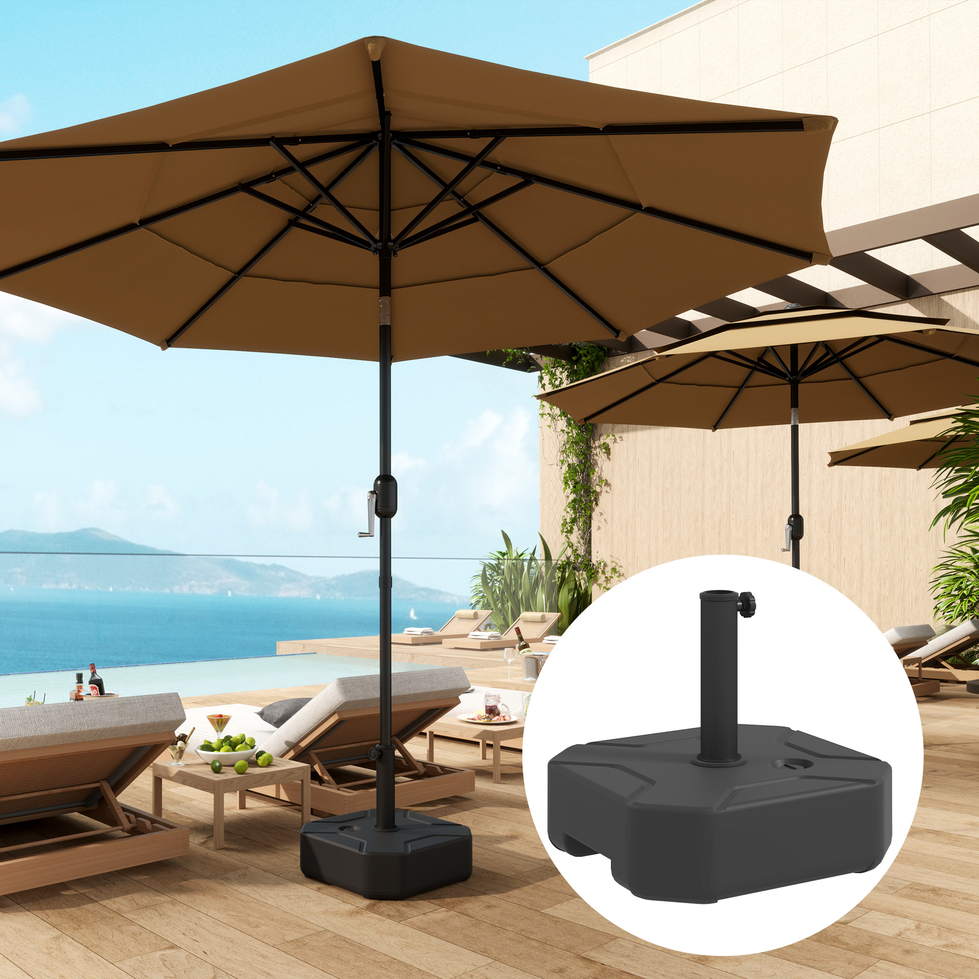 Outsunny Sonnenschirmständer bis 25 kg befüllbar Schirmständer, Quadratisch Schirmhalter Ständer für Sonnenschirm 38/48mm
