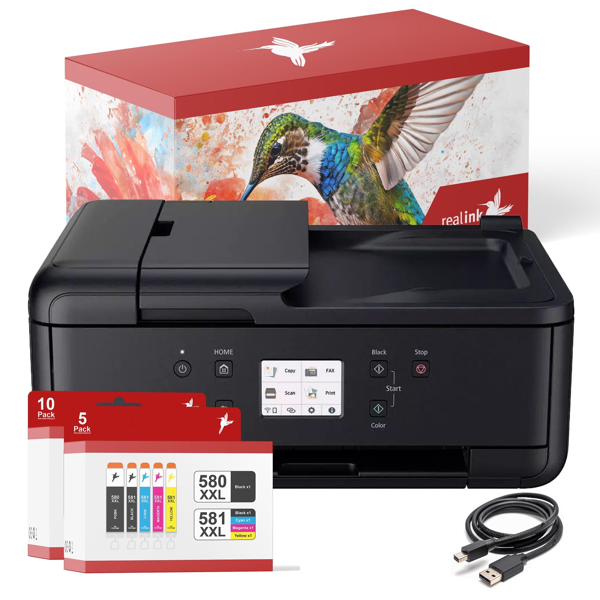 Multifunktionsdrucker TR7650 mit WLAN, Drucker, Scanner, Kopierer, Duplex und 15 XXL Druckerpatronen PGI-580/CLI-581