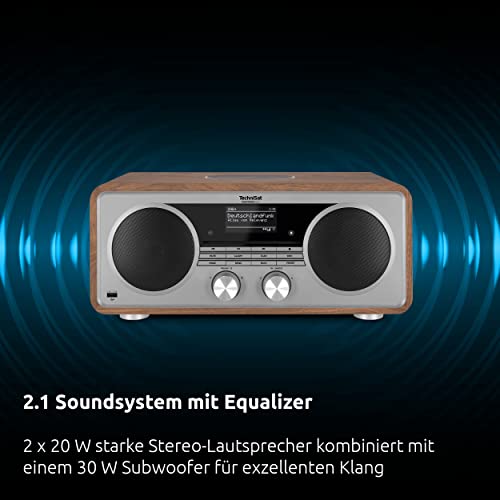 TechniSat DIGITRADIO 602   Stereo Internetradio (DAB, UKW, sistema 2.1 da 70 watt con subwoofer, CD, USB, streaming Bluetooth, AUX, WLAN, sveglia, Spotify Connect, telecomando) Noce : Elettronica