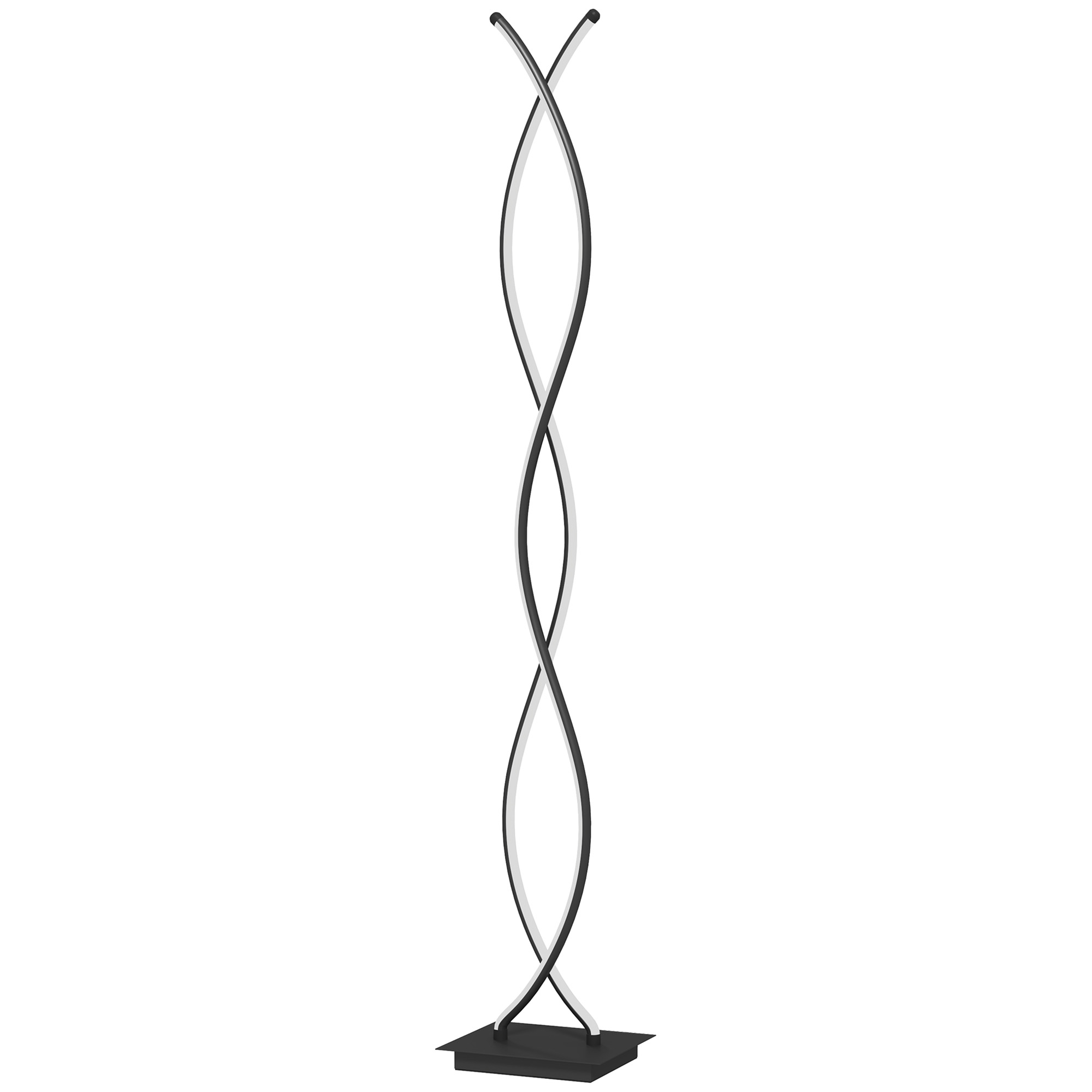 HOMCOM Stehlampe für das Wohnzimmer, 3-stufig dimmbare Standleuchte mit doppelter Spirale und Fußschalter, Schwarz