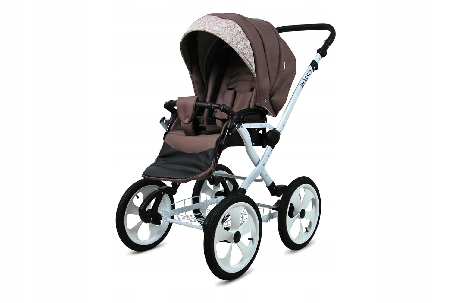 BabyLux® Bambimo Kinderwagen Set 2 in 1 - Rosso - incl. Babywanne, Buggy Sportsitz - Kinderwagenset - Kombikinderwagen mit Wickeltasche, Regenschutz, Moskitonetz, Cupholder usw.