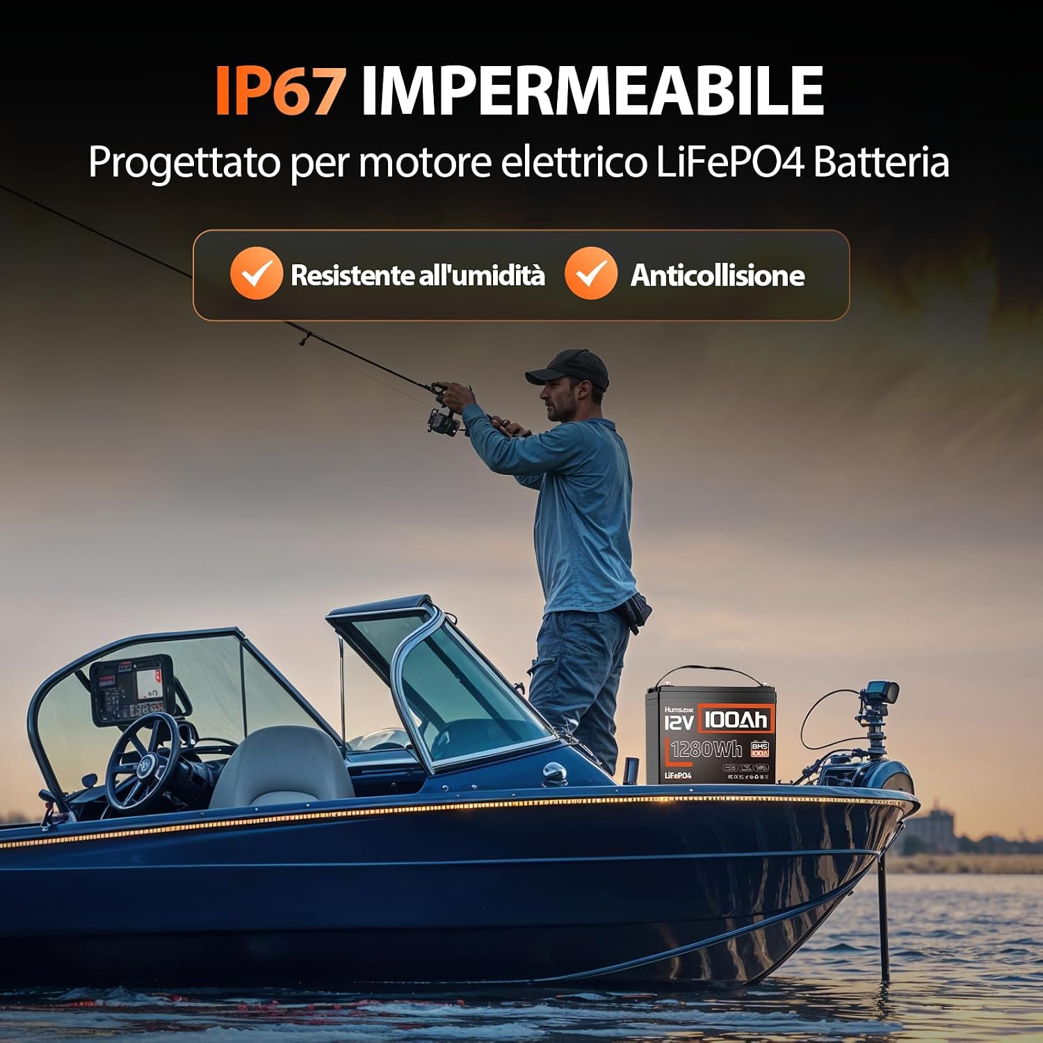 Humsienk Batteria Litio 12V 100Ah con 100A BMS e Protezione Bassa Temperatura, 1280Wh Energia, Max. 15000 cicli, Batteria LiFePO4 12V per Camper, Barca, Impianti Solari, Off-Grid
