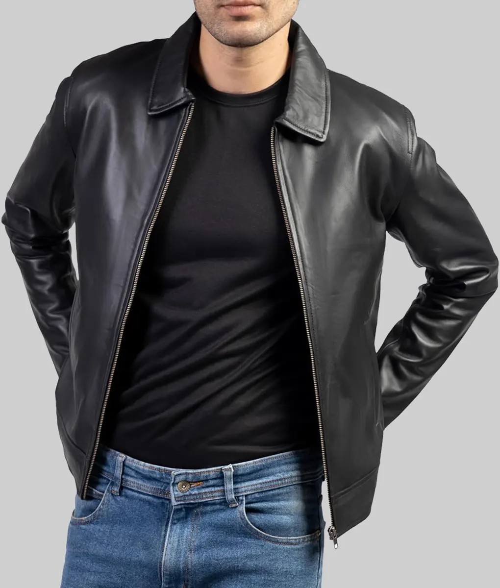 Greg Black Leather Jacket