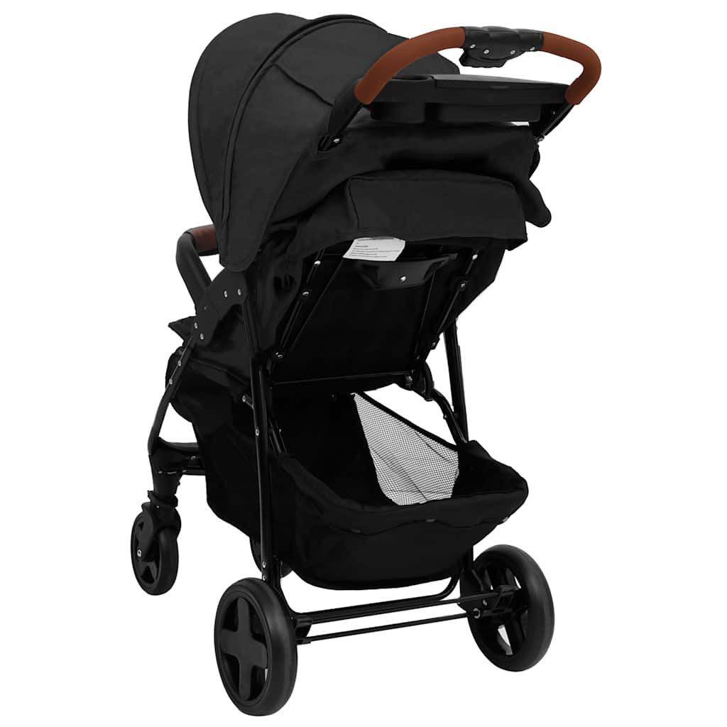 Kinder-Buggy 2-in-1 Kinderwagen Anthrazit Stahl