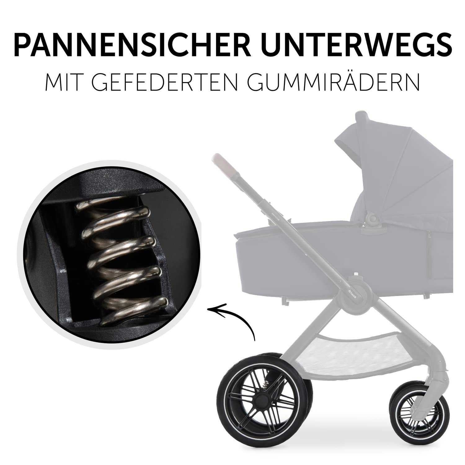 hauck 2in1 Kinderwagen mit Gummireifen Walk N Care Set ab Geburt bis 22 kg + 3 kg Korb, Wanne mit Memory-Knöpfen, Sitz mit Liegefunktion Wendbar Höhenverstellbar, Teleskopgriff, UPF 50+ (Beige)
