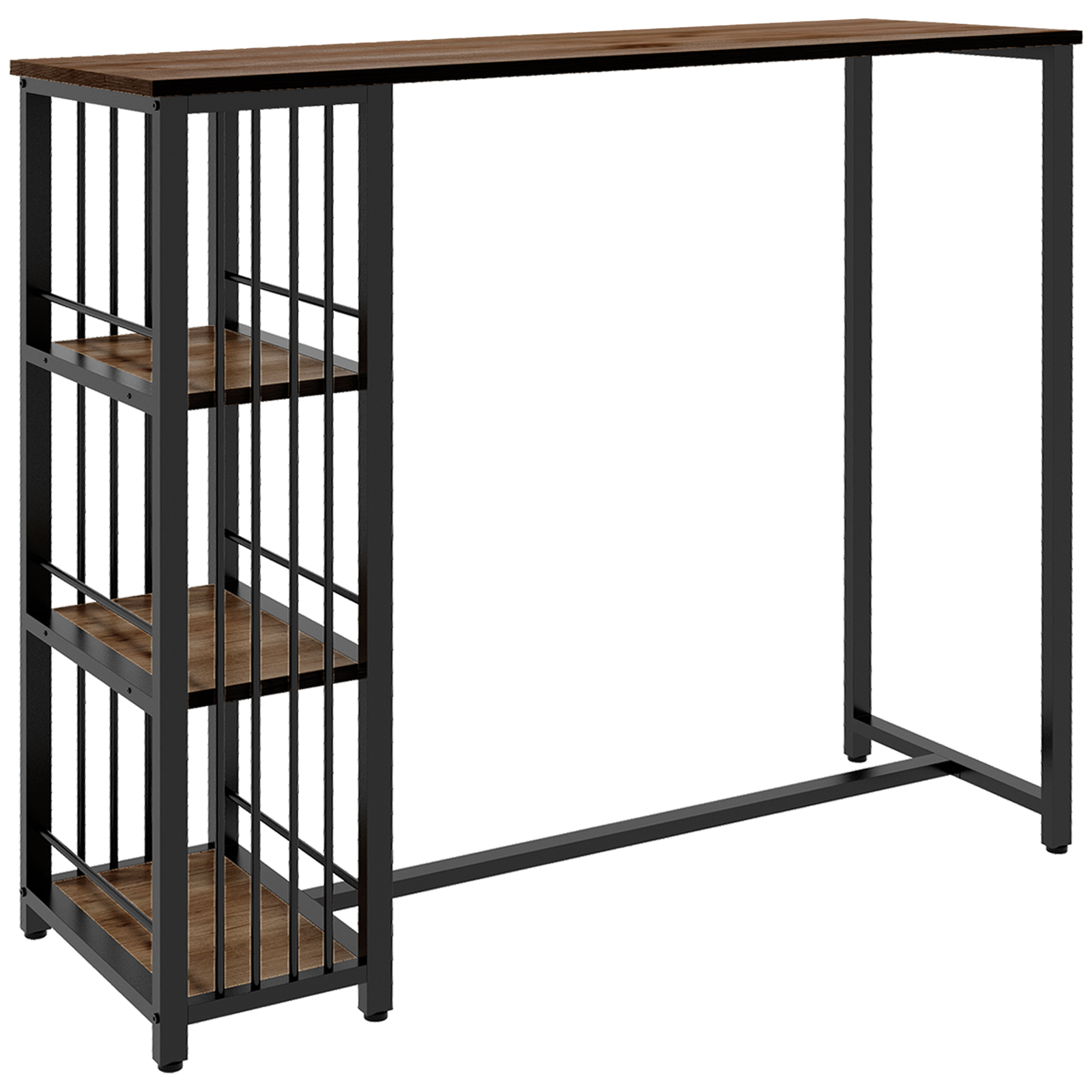 HOMCOM Bartisch Stehtisch Küchentresen, Industriedesign, 3 Regale, 120 x 40 x 105 cm; Schwarz + Braun
