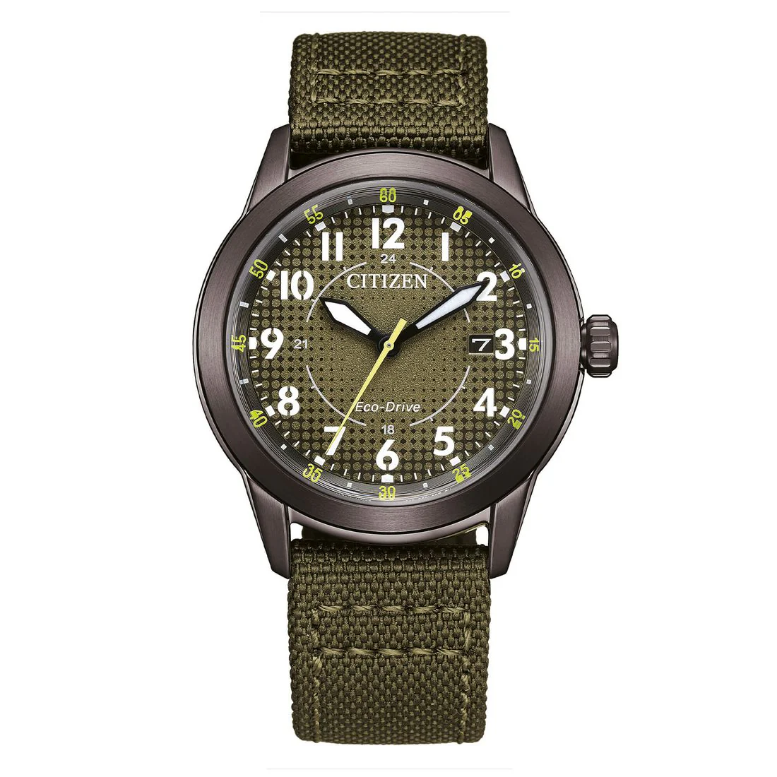 Orologio Citizen Field IP grigio cinturino in tessuto verde AW1877-09X