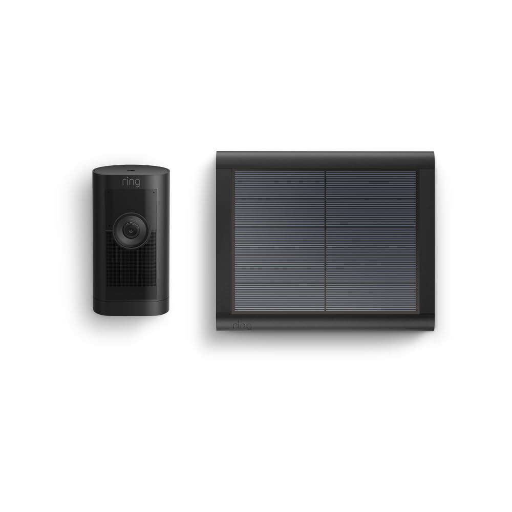 Ring Außenkamera Pro Solar (Stick Up Cam Pro) | Solarbetriebene Überwachungskamera aussen mit 1080p-HDR-Video, WLAN, 3D-Bewegungserfassung, Alexa-kompatibel | 2 Sicherheitskameras