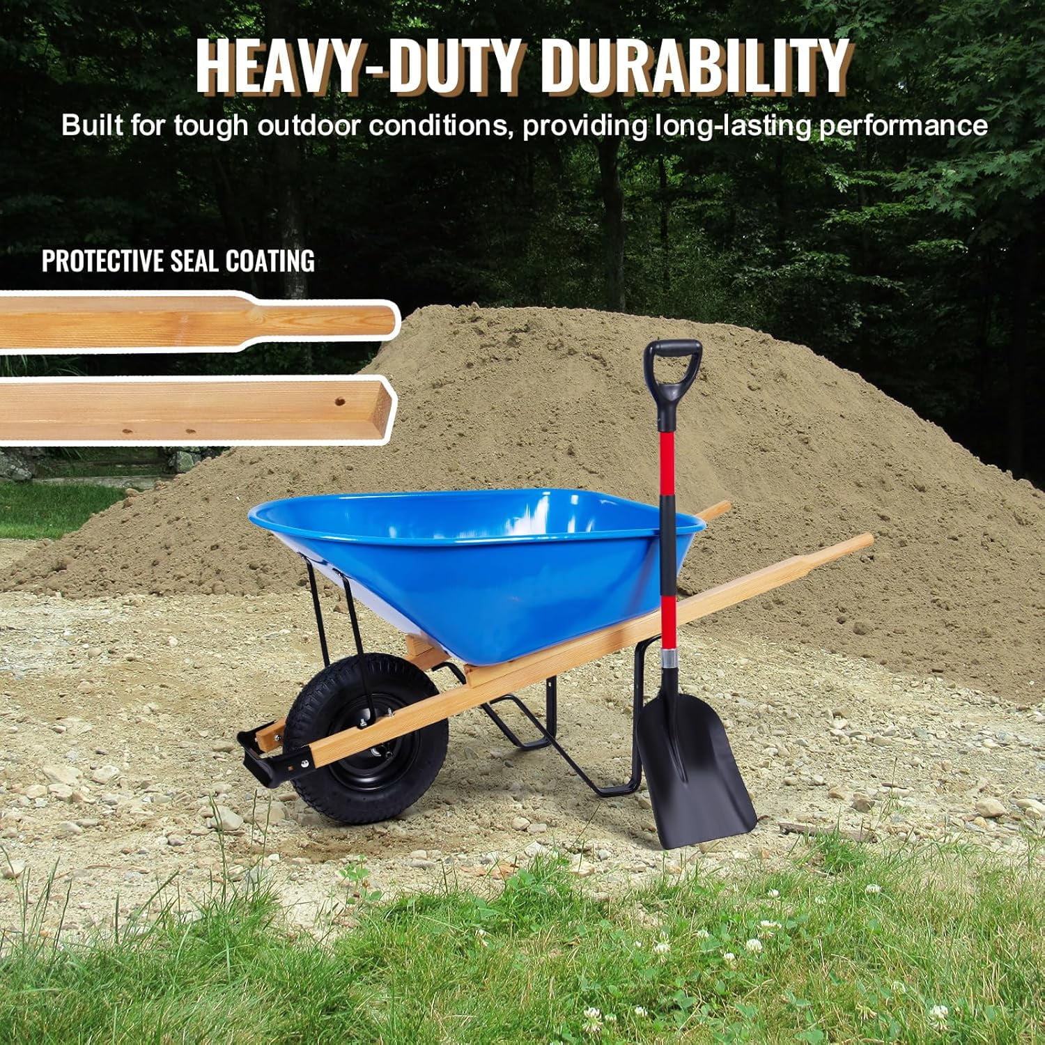 Wheelbarrow Replacement Handle Kit �C 2 Pre-Drilled Heavy-Duty FSC Eco-Wood Handles, Universal Fit + Bolts, Nuts & Wedges (Plant a Tree)