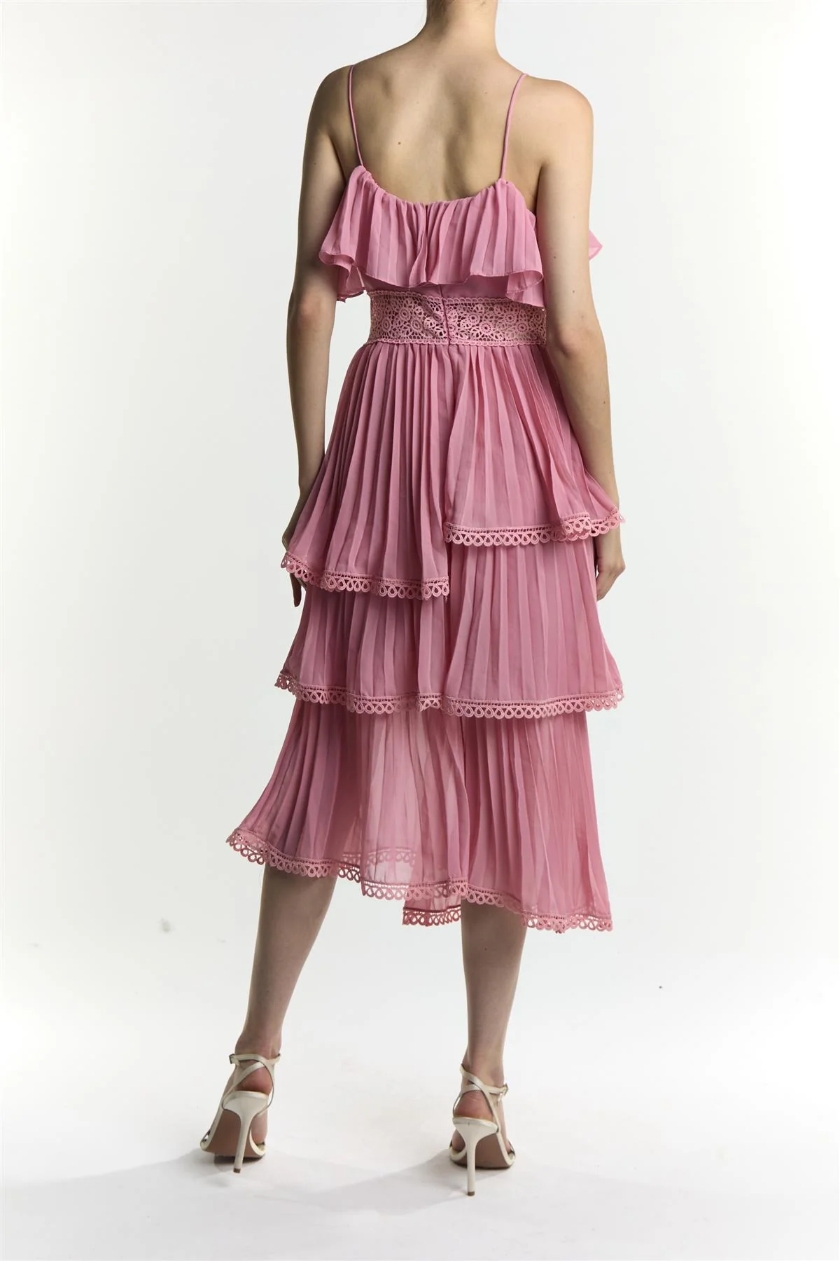 Marie Rose Pink Frill Midaxi Dress