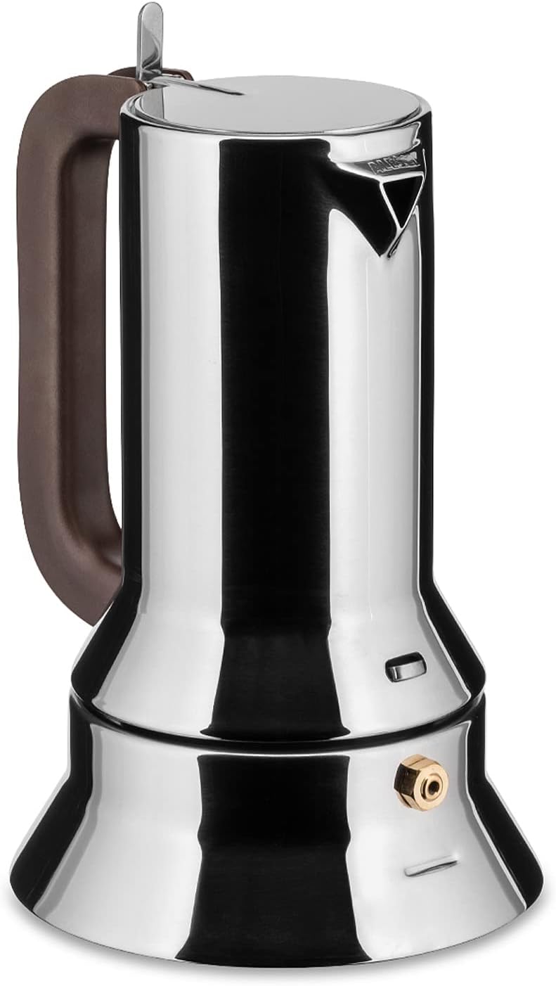 Alessi 9090/3 - Caffettiera di Design con Fondo a Induzione in Acciaio Inossidabile 18/10, 3 Tazze