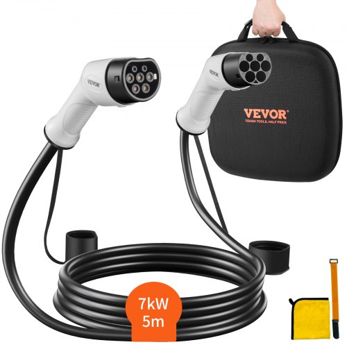 VEVOR Typ 2 Ladegerät Ev Ladekabel Elektrofahrzeugkabel 32A 5m 7kW Tpu