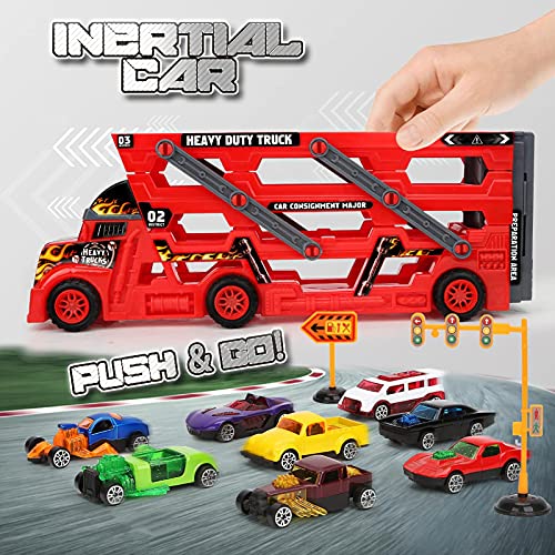 Aoskie Camion Macchinine Giocattolo per Bambini, Camion Bisarca con 8 Mini Cars Macchinine Giocattolo Regali per Bambini 3 4 5 Anni : Giochi e giocattoli