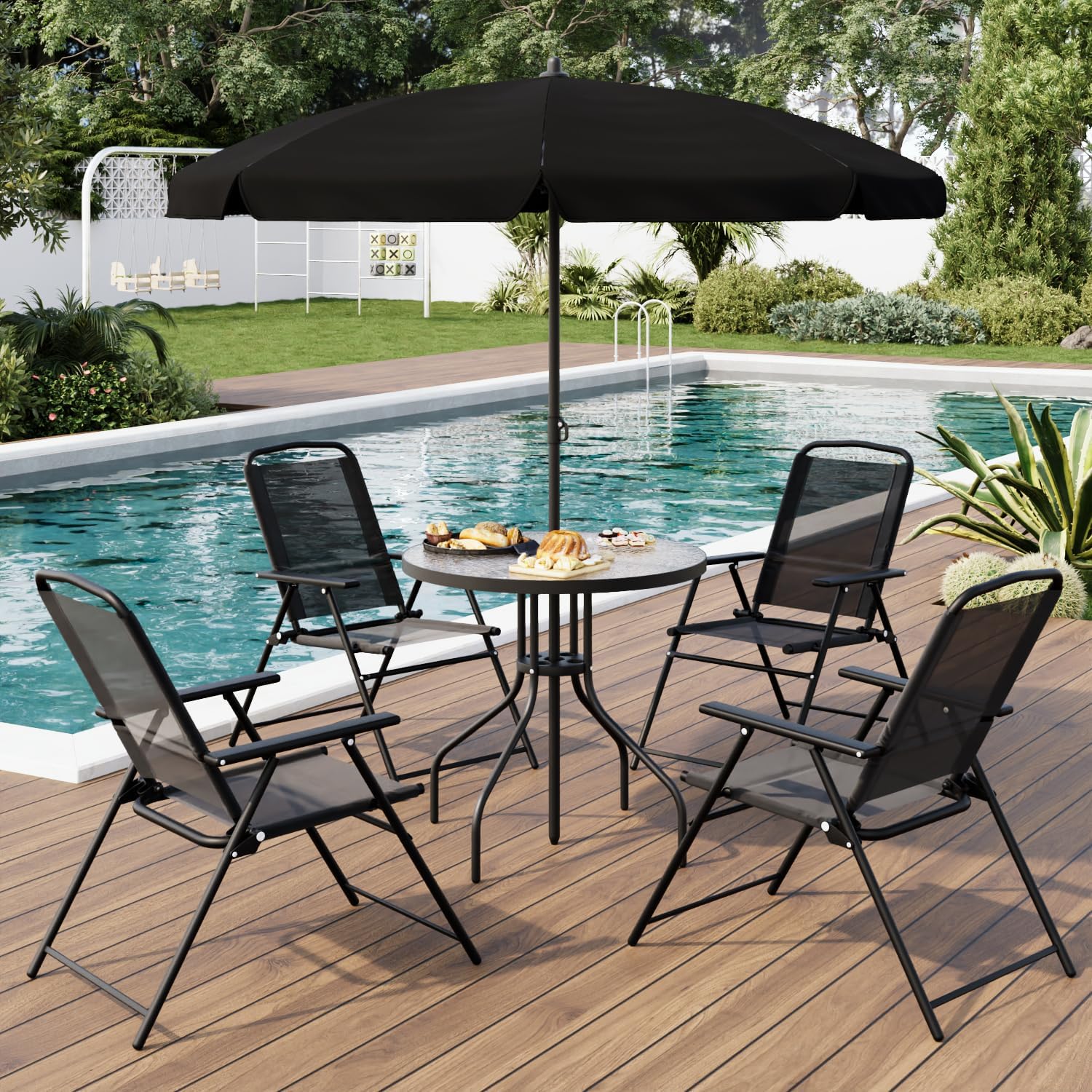 6 Piece Patio Dining Set with Umbrella