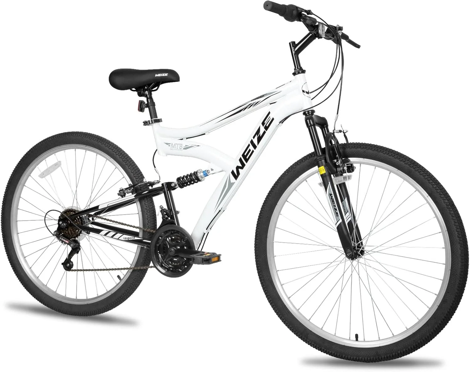 WEIZE Mountain Bike. 26 27.5 inch Outdoor Hybrid Bikes.18-Speed/High-Carbon Steel/Dual Full Suspension. Adjustable Ergonomic Seat for Men Women Adult. MTB Bicycle with Suspension Fork.Sleek Colors