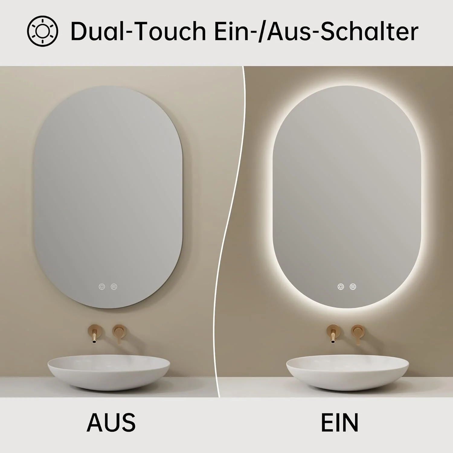 OUMUSU LED-Badspiegel mit Beleuchtung