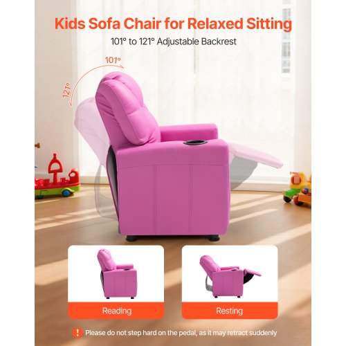 VEVOR Kinder-Liegesessel PU-Leder Kindersessel mit Getränkehalter Einstellbar