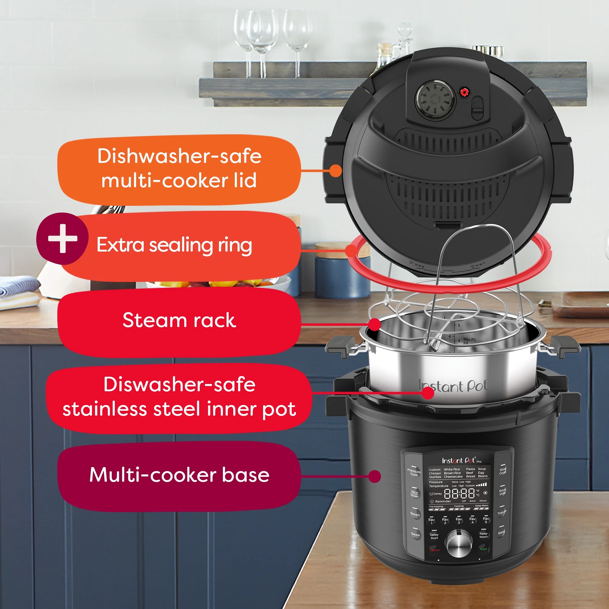 Instant Pot Pro 8-Quart Electric Pressure Cooker, 10-in-1 Slow Cooker, Rice/Grain Cooker, Steamer, Saut��, Sous Vide, Yogurt Maker, Sterilizer and Warmer