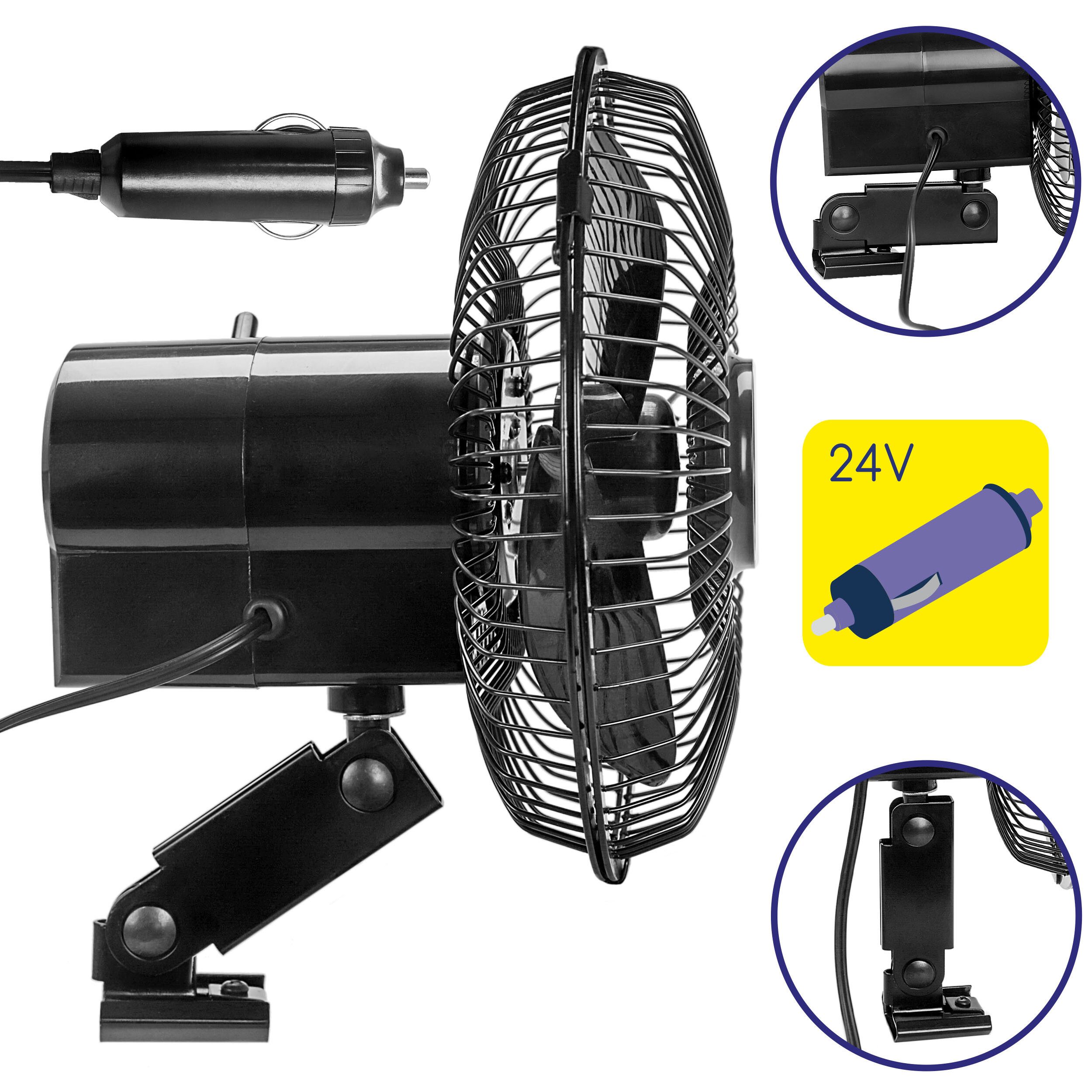 Handventilator Fahrzeugventilator 24 V mit Rotation & Schraubbefestigung, Metall