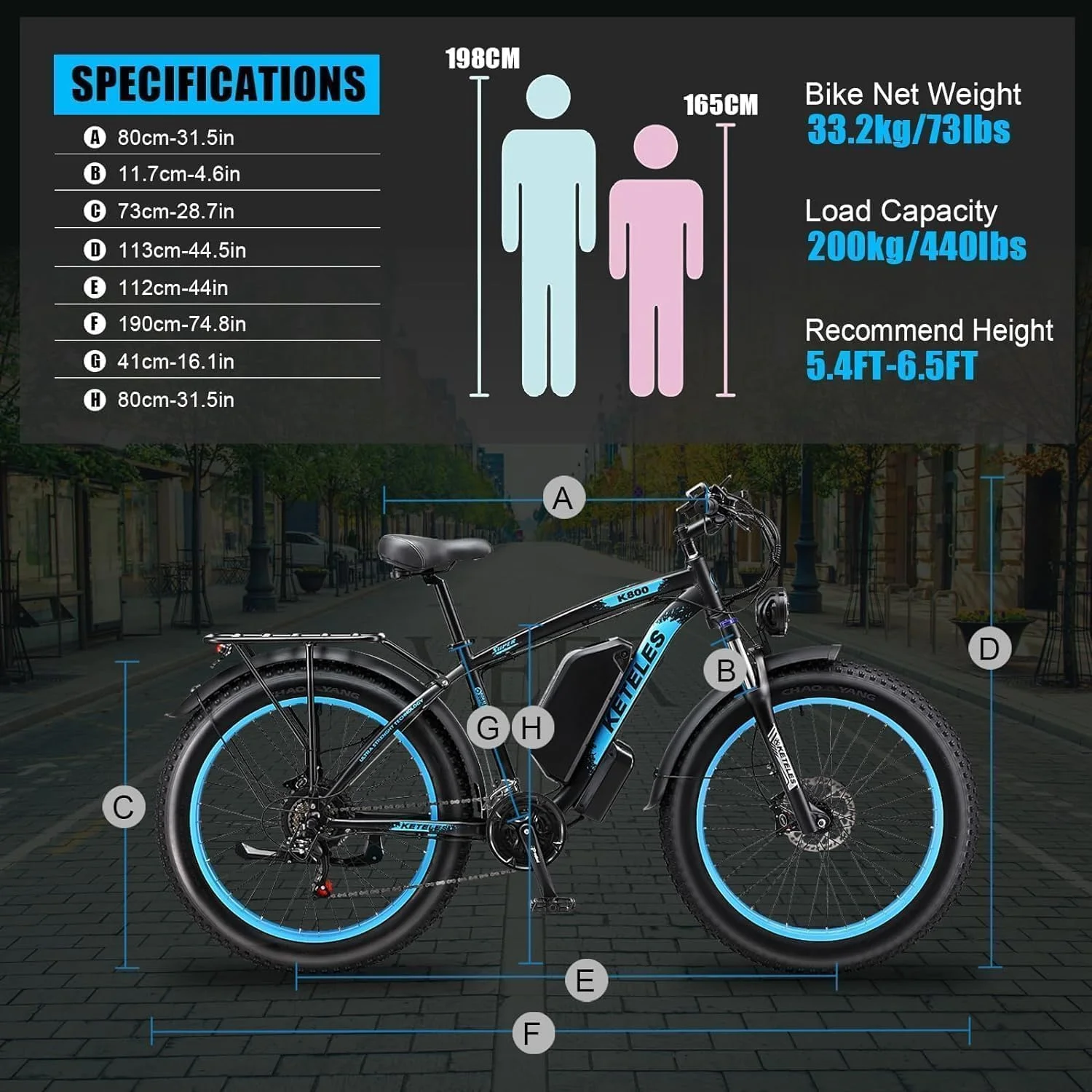 KETELES Electric Bike for Adults, Peak 4000W Dual Motor Ebike��26