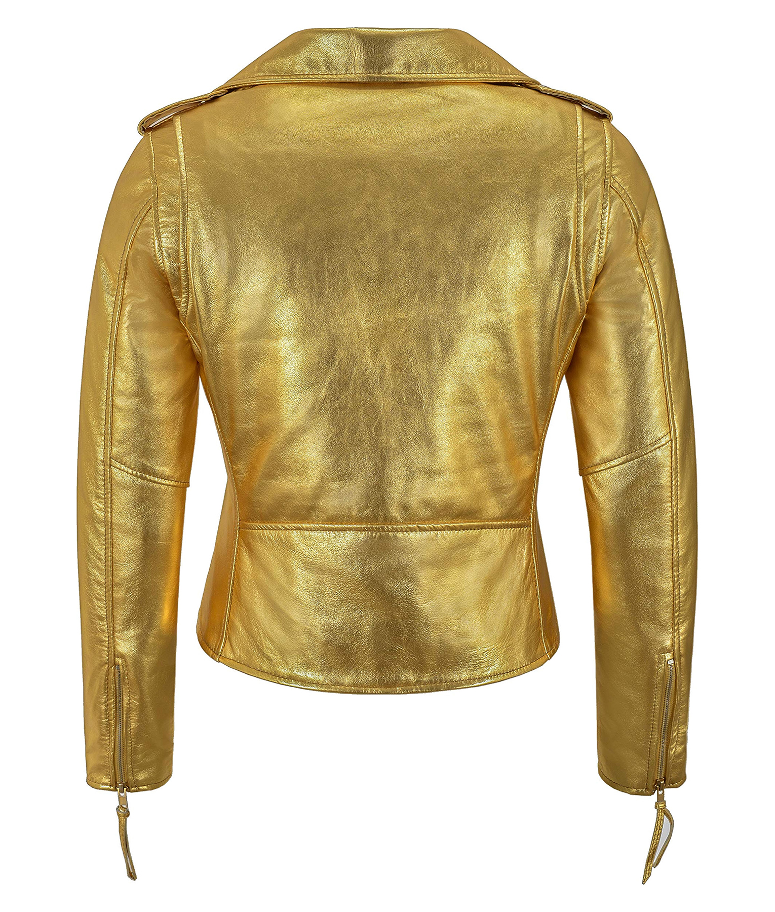 Gold Metallic Biker Leather Jacket