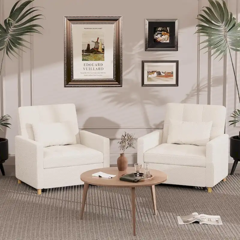 AECOJOY 3 in 1 Sleeper Sofa Chair w/ Pillow &Convertible Backrest