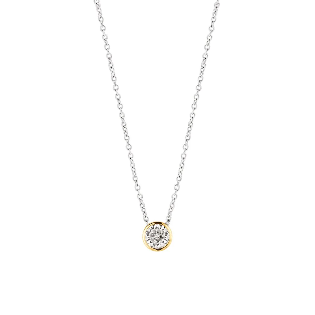 Collana Ti Sento Milano con punto luce tondo montatura dorata 3845ZY
