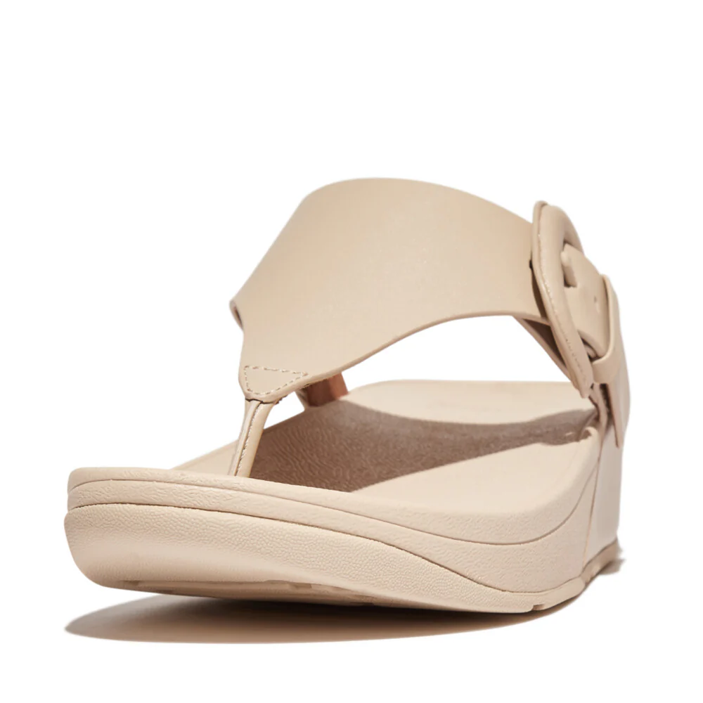 FitFlop Lulu verstellbare Leder-Zehenstegsandalen Stone Beige