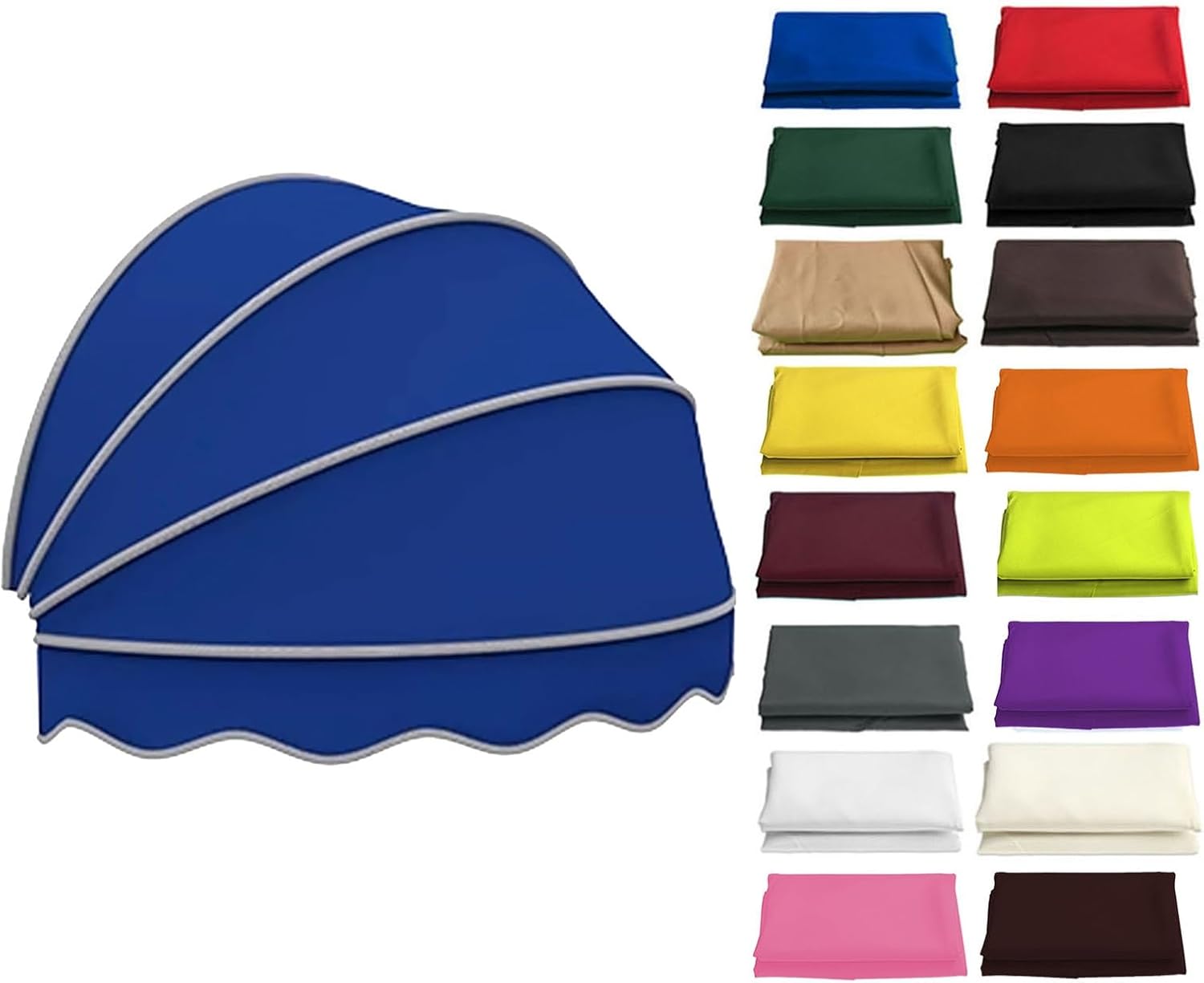 Gebogener einziehbarer Kuppelschirm für Fenster und Türen, 100 cm, blauer Baldachin, Klapprahmen für Terrasse, Outdoor, Sonnenschutz, ideal für Veranden und Räume