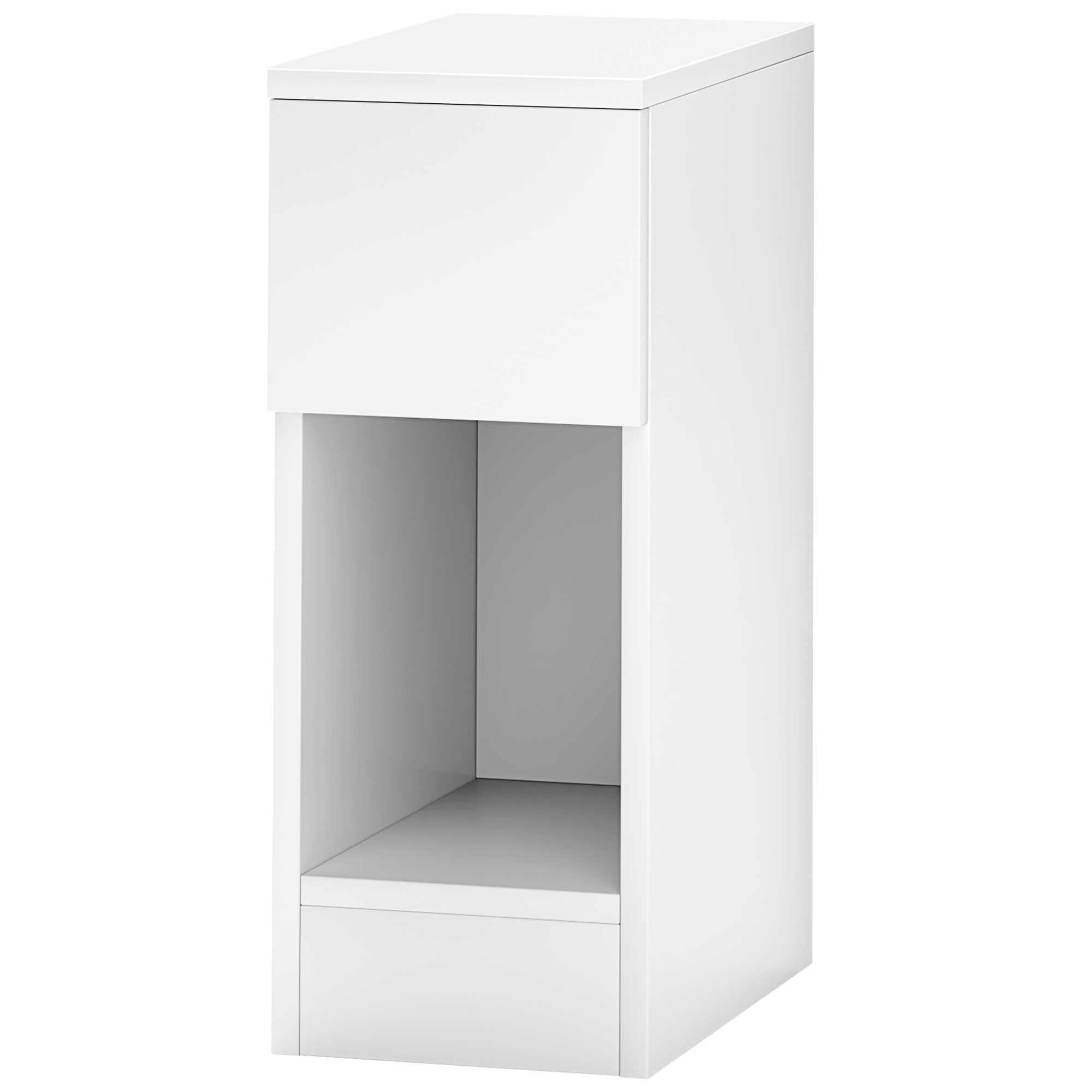 HOMCOM Nachttisch, moderner Beistelltisch mit Schublade und Regal, für Schlafzimmer, Wohnzimmer, Holz, Weiß