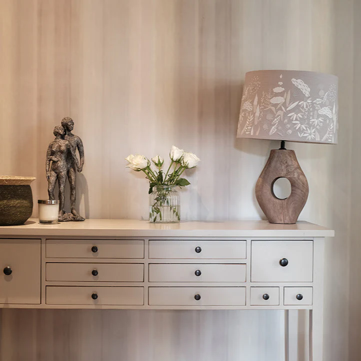 Hand Stitched Tapered Lampshade �C Cloud (Taupe, Pearl & White) �C 30 x 33 x 24 cm