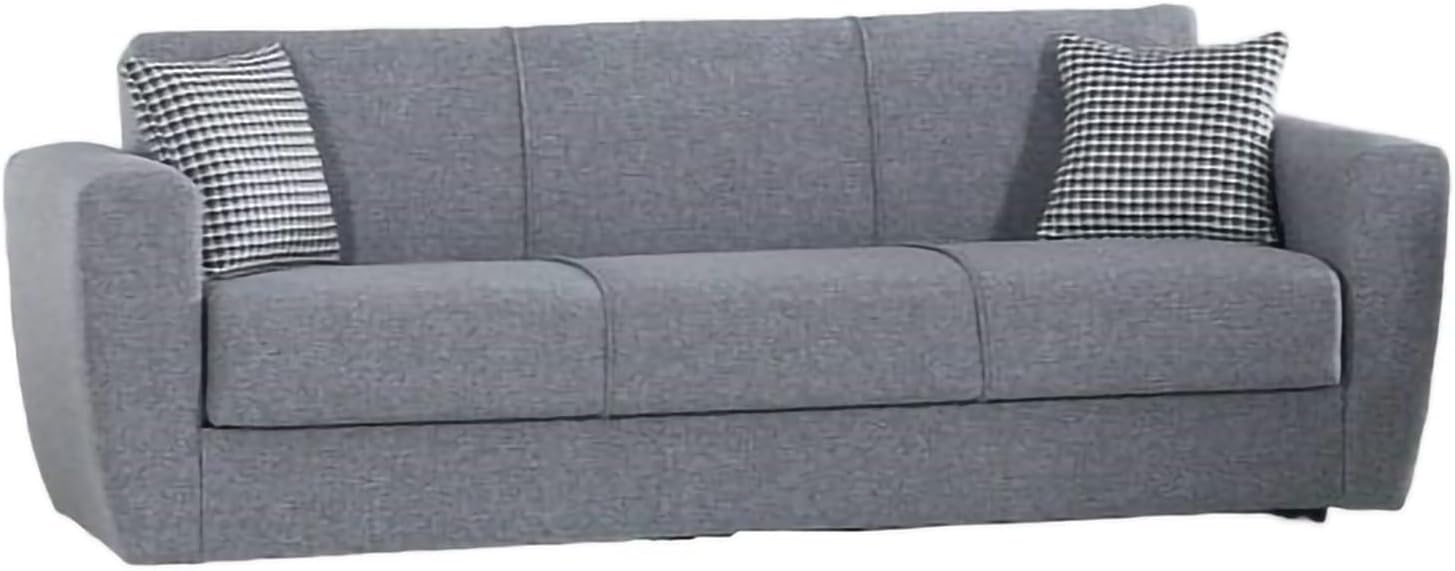 Dmora Divano Letto 3 posti Escobar, Divano Letto Contenitore lineare, Sofà da Soggiorno Apertura Click-clack, 223x84xh80 cm, Grigio