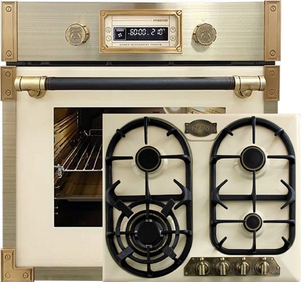 Backofen-Set Herd Set Autark Einbau Backofen 73L 60 cm+Retro Einbau Gasherd, 60cm EH 6427 ElfAD+KG 6325 ElfEm.