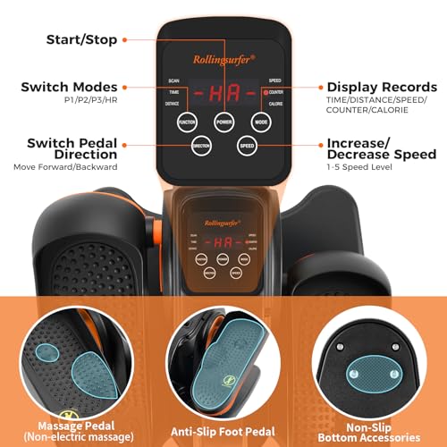 Rollingsurfer Macchina Ellittica Elettrica con Massaggio Fisso ai Piedi, Ellittica Sotto la Scrivania per Anziani, Trainer Ellittico Portatile per Adolescenti e Adulti : Amazon.it: Sport e tempo libero