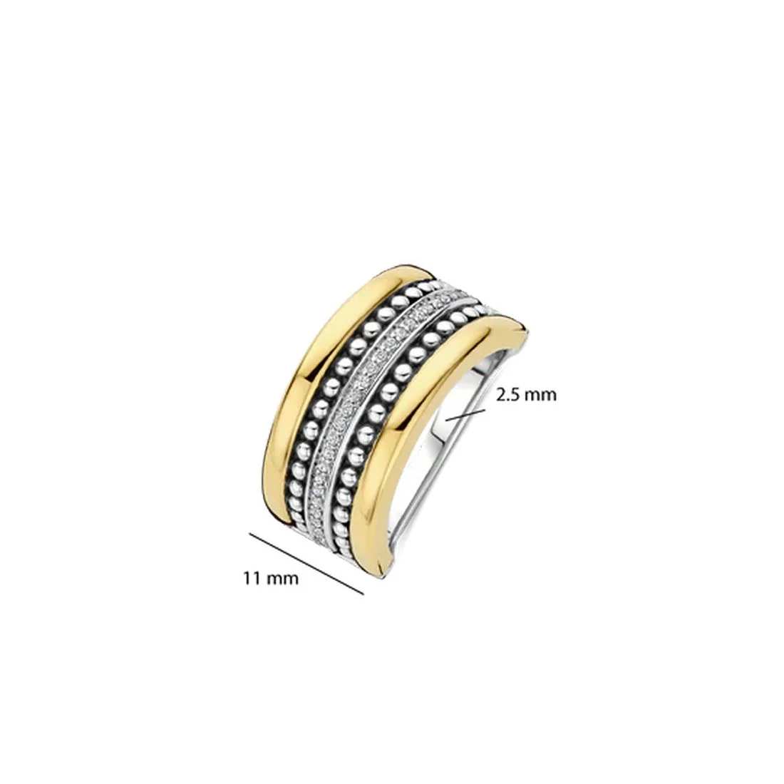 Anello Ti Sento Milano bicolore multibanda con diverse texture 12423ZY