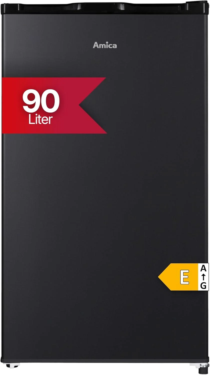 Amica Vollraum-Kühlschrank Freistehend 85x47,5x44,5 cm 90L Inverter Kompressor LED Beleuchtung Gemüseschublade Türablagen AVK 3510 SW, Schwarz