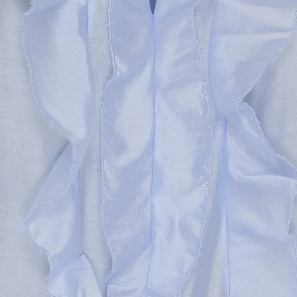Sky Blue Ruffle Front Shirt