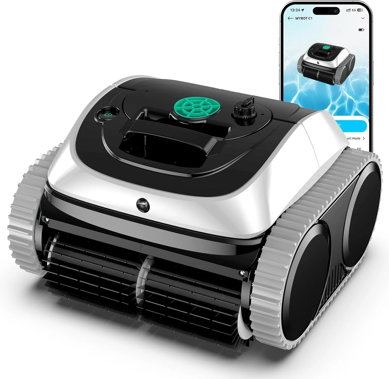 C1 Cordless Pool Vacuum, Wall & Waterline Cleaning, Pool Cleaner Robot with Smart Route Planning, 150 Mins Runtime, Ideal for Inground Pools Up to 1,614 Sq.ft, DeepGrey & Green