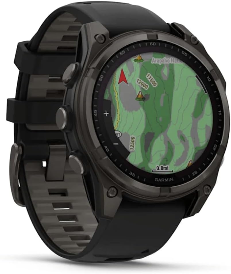 Fenix 8-47 mm, AMOLED, Saphir, Carbongrau, DLC Titan mit schwarz/kieselgrauem Silikon
