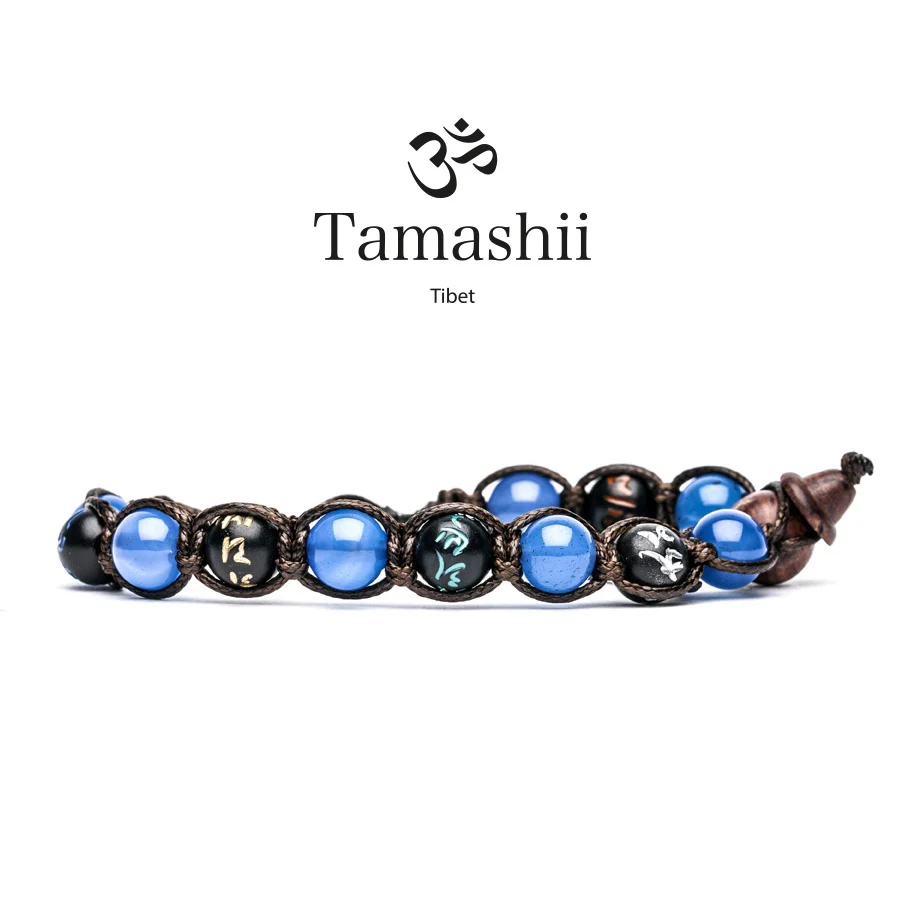 Bracciale Tamashii BHS200-18 mantra in agata blu
