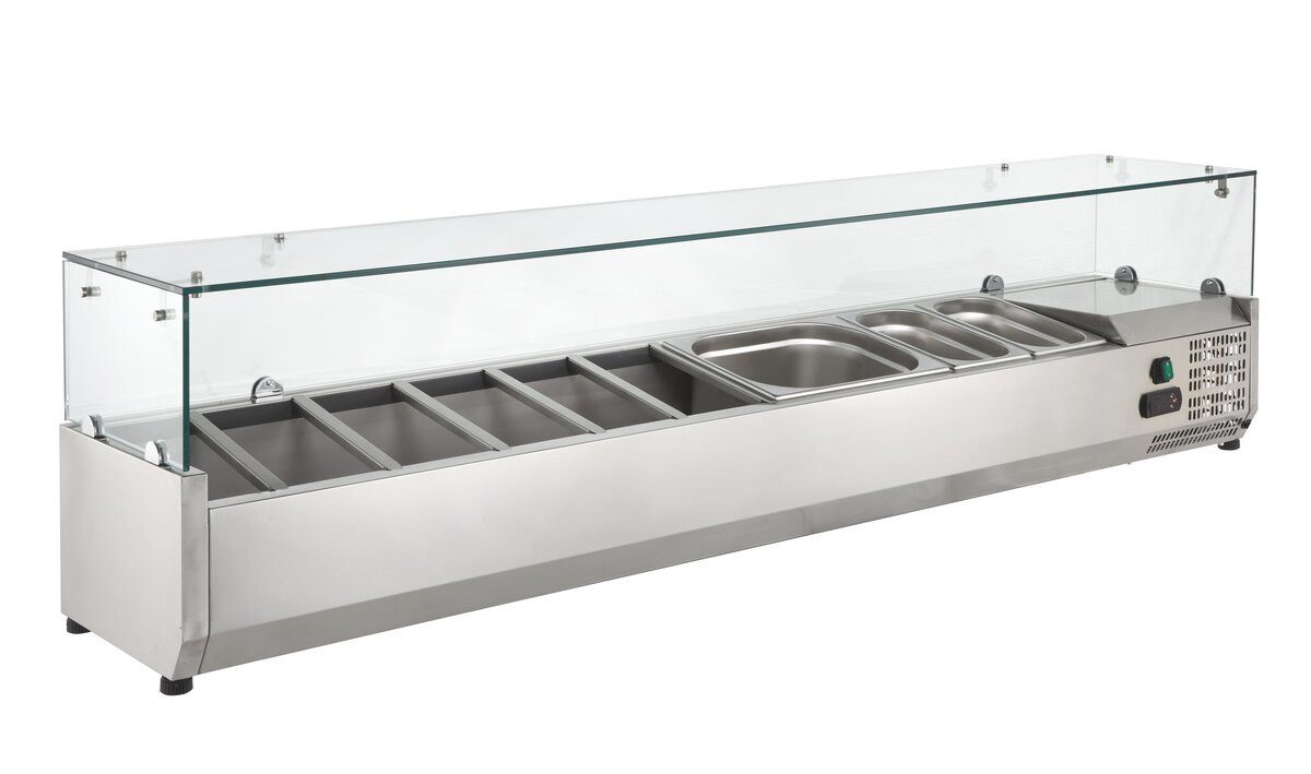 Dönergrill Kühlaufsatz - 5x GN 1/4 mit Glasaufsatz, Döner Pizza Imbiss Gastro