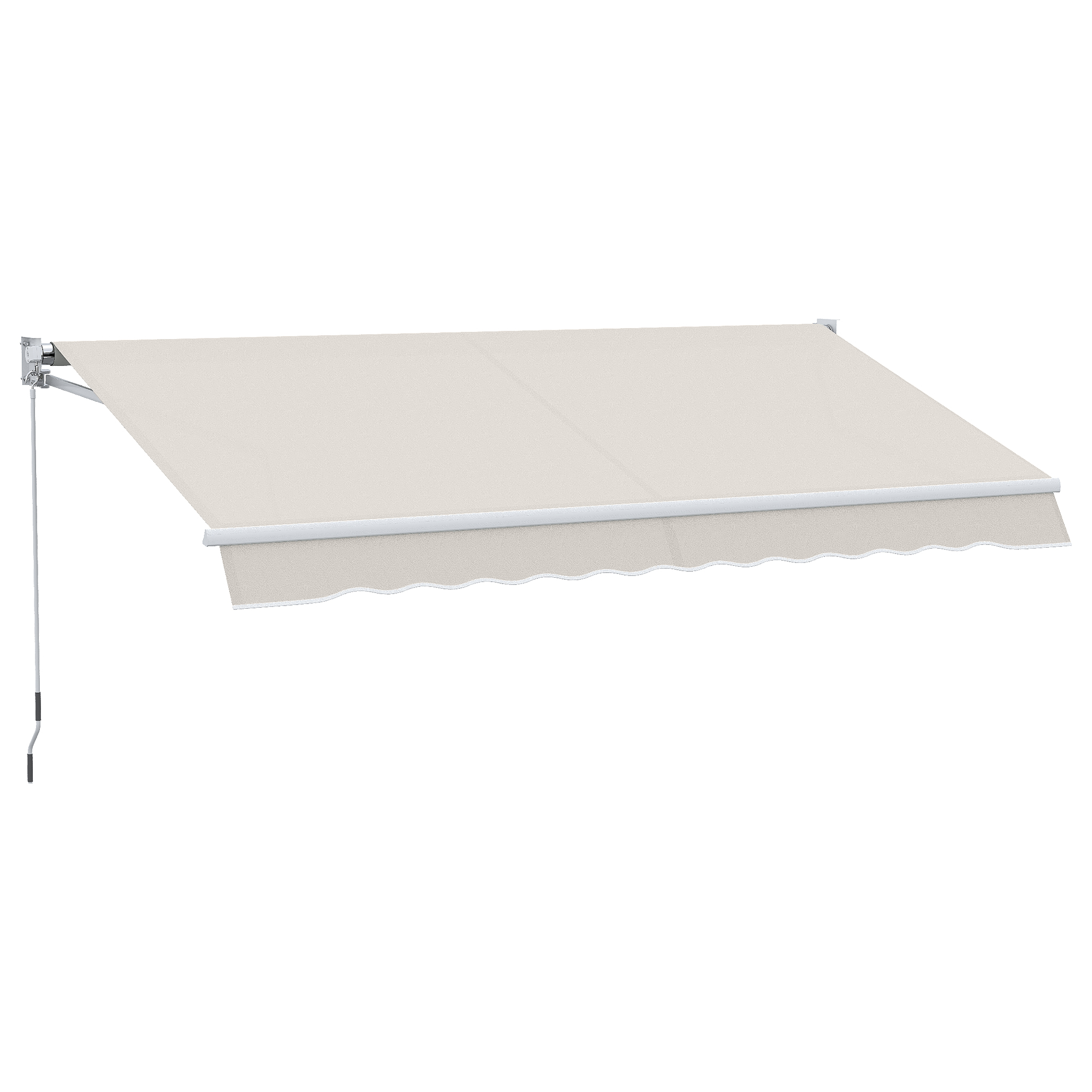 Outsunny Manuell ausfahrbare Wandmarkise aus Aluminium und Polyester UV50+ für den Außenbereich mit Kurbel 200x295 cm Cremeweiß