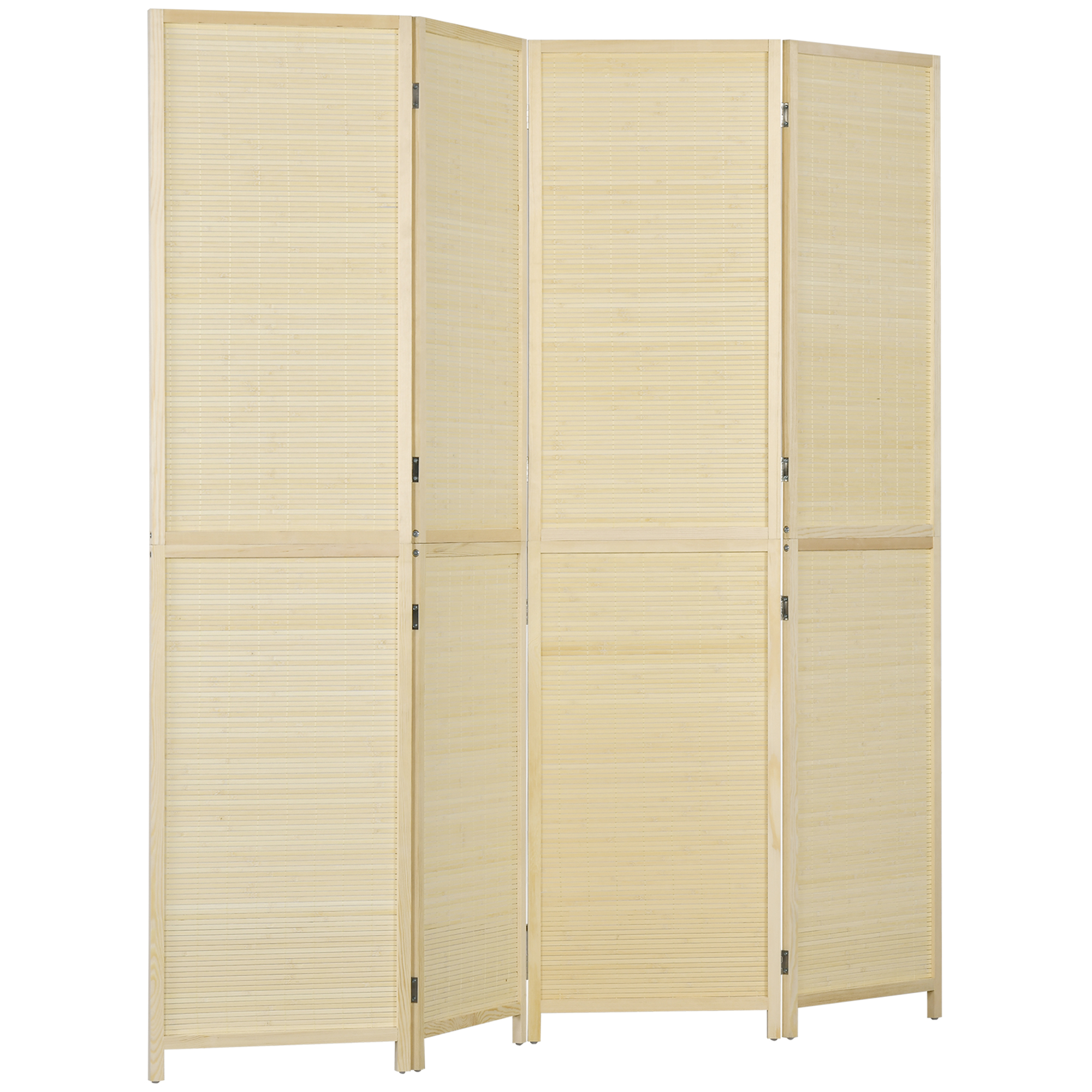 HOMCOM Paravent aus Bambusholz 4 Paneele 180 x 180 cm Raumteiler Trennwand faltbar - natur