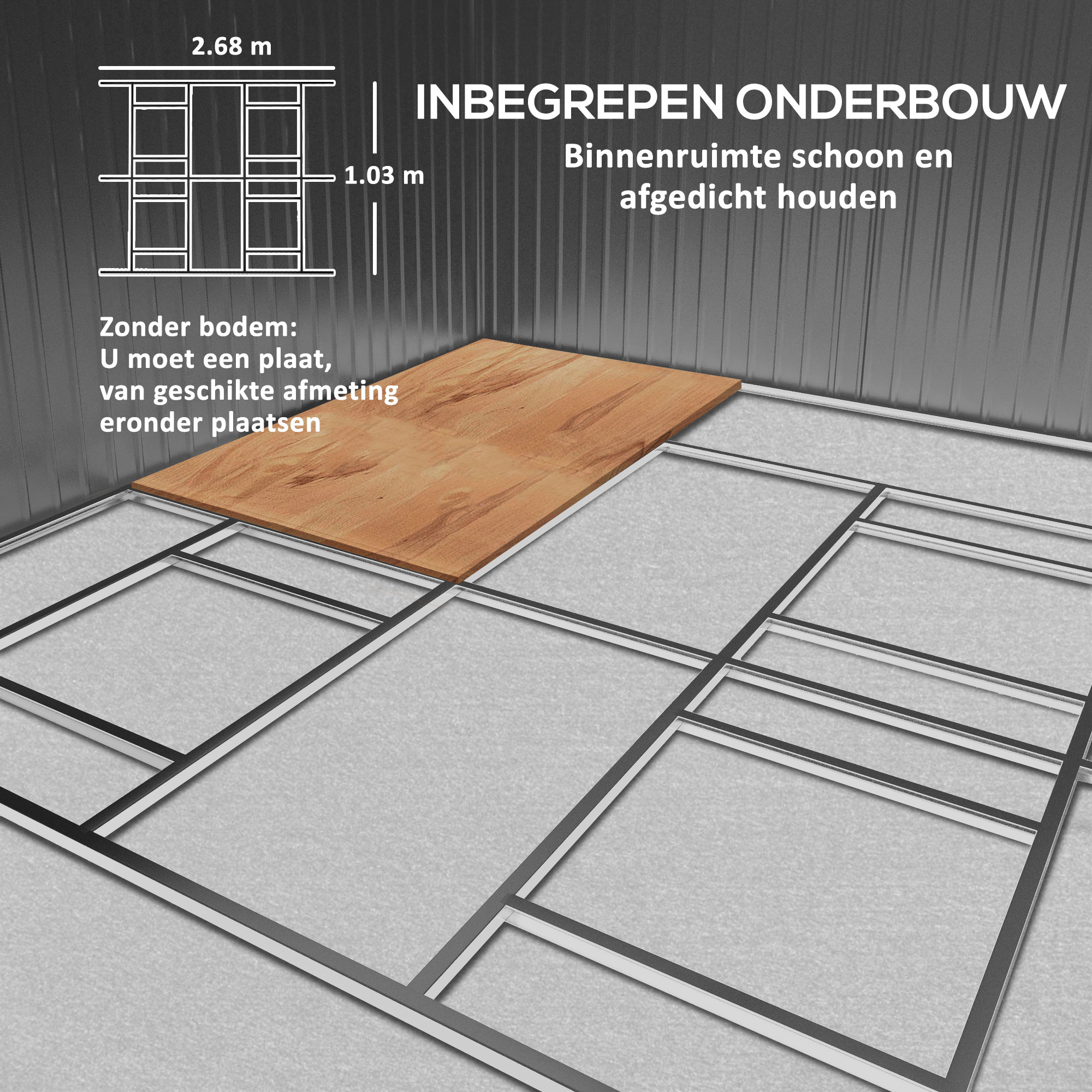 Outsunny Gereedschapsschuur met fundering 24,5 m3 gereedschapsschuur tuinhuisje stalen schuifdeur
