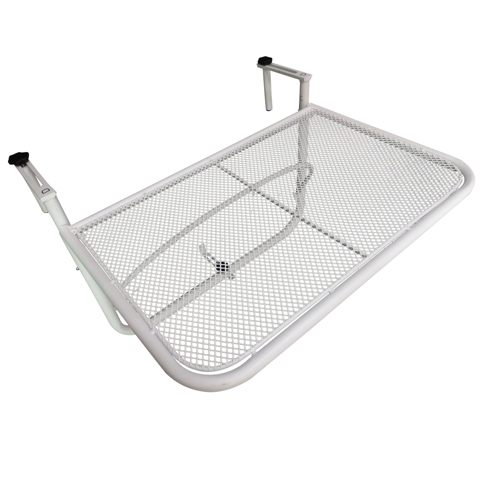 Outsunny Balkonhängetisch Gartentisch höhenverstellbar viereckig Terrasse Metall Weiß L60 x B56,5 x H45 cm