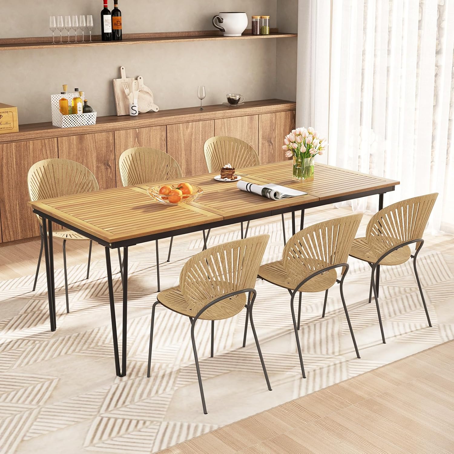 RELAX4LIFE Wooden Outdoor Dining Table for 8, 79