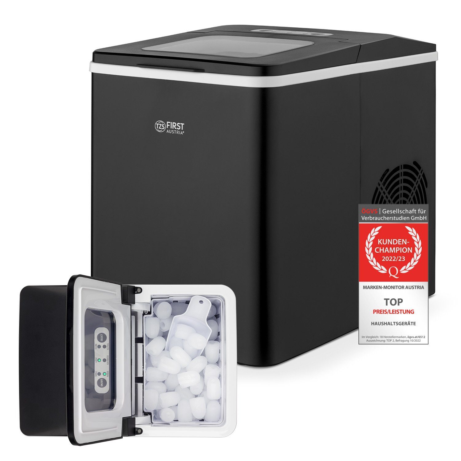 Eiswürfelmaschine Eiswürfelbereiter 1,8L, Edelstahl Ice Cube Maker, 9 Würfel in 7-9 Min