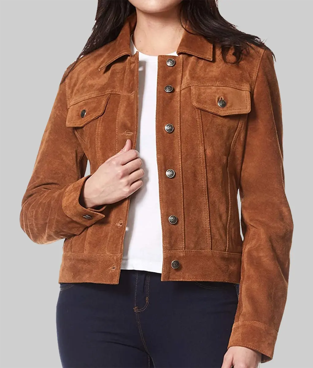 Aimee Brown Suede Trucker Jacket